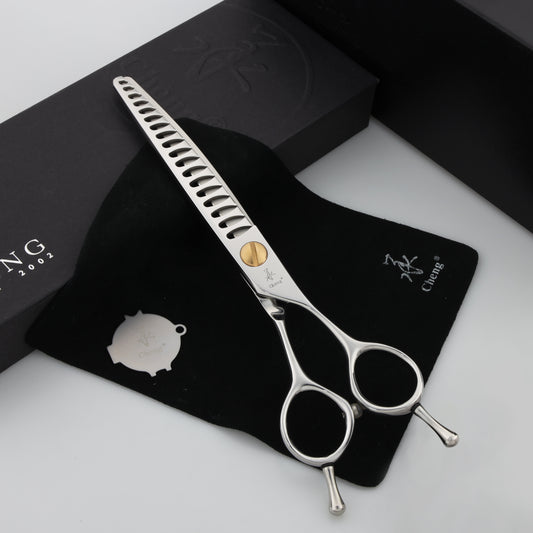 140-7018Q Professional Pet Grooming curve Thinning Scissors 7.0 Inch 18T about=40%-45%