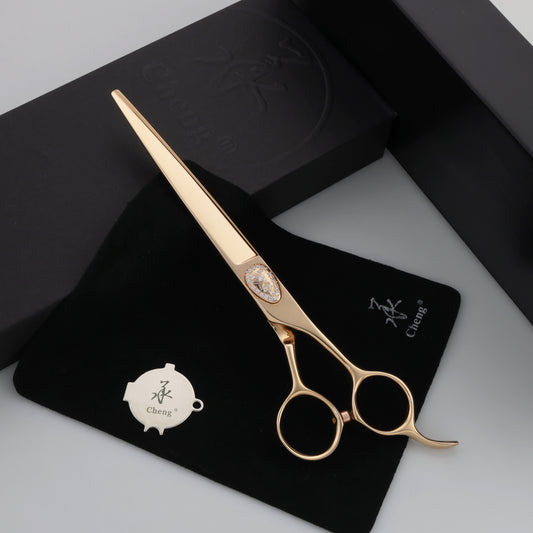 AP-70S RG Professional Pet Grooming curve Thinning Scissors 7inch straight light rose gold