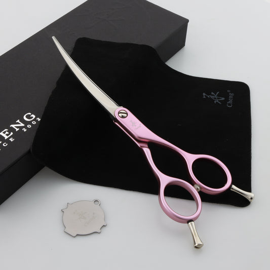 TW-60Q (PINK) Professional Pet Grooming 6inch curve scissors